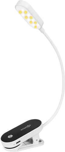 Vista 8 de VAVOFO - Luz de lectura recargable para libros, 14 LEDS con cuidado de los ojos, luz de lectura enganchable ámbar para gusanos de biblioteca que