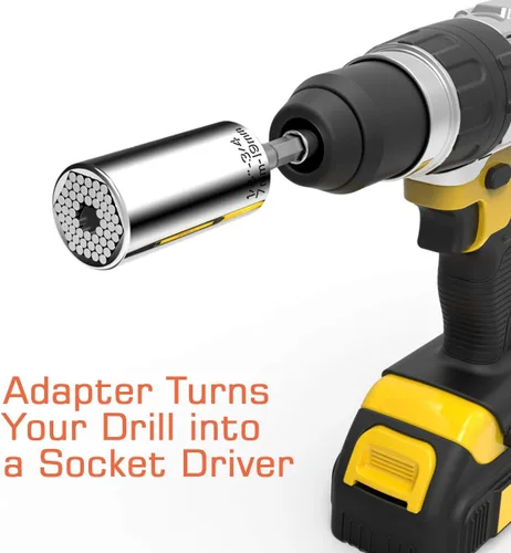 Vista 2 de Enchufe Universal, Enchufe Autoajustable que se Adapta a Estándar de 1/4'' - 3/4'' Métrico 7mm-19mm, Adaptadores de Enchufe para Llave de Trinquete
