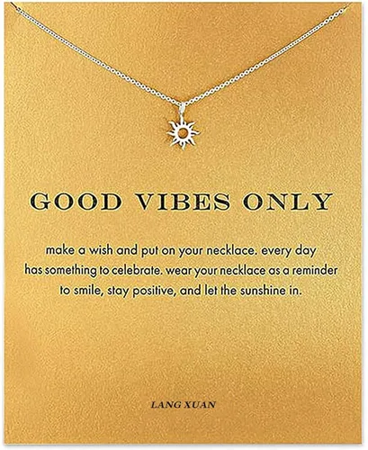 LANG XUAN - Collar con dije de brújula, estrella de mar de la amistad o elefante de la buena suerte, con tarjeta con mensaje para regalo.