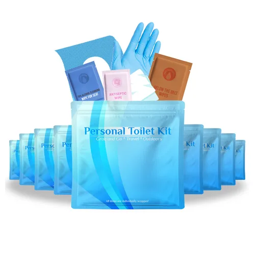 Vista 10 de Kit de inodoro personal para llevar, paquete de 10 (negro)