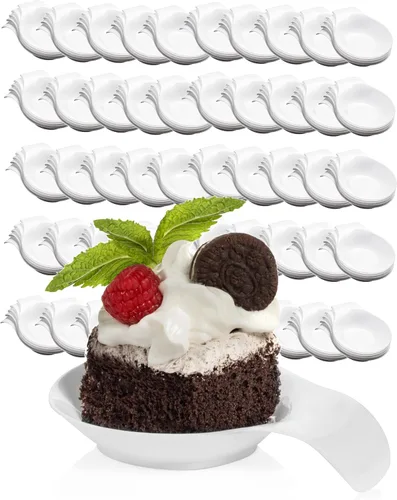 Vista 5 de 240 piezas de platos transparentes para aperitivos de comas para servir postres, pasteles y platos de aperitivos – Cucharas decorativas de plástico