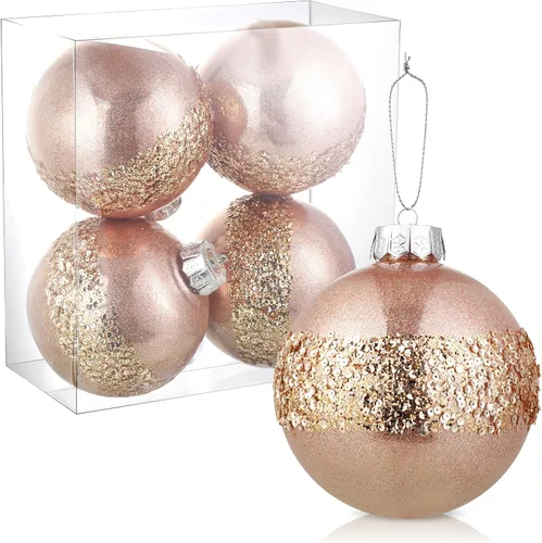 Shappy 4 piezas esferas grandes de árbol de Navidad de 6 pulgadas, adornos decorativos colgantes de plástico para decoración de árbol de Navidad,