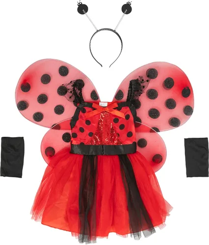 Vista 6 de IKALI Disfraz de mariquita de bailarina con alas de escarabajo y disfraz de mariquita