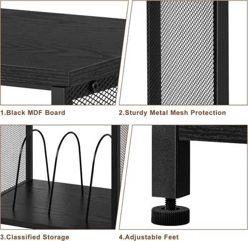 Vista 6 de ETELI Record Player Stand, Black Vinyl Record Stand with Storage Hold Up to 170 Albums 3 Tier Record Player Table Small Turntable Stand for Living