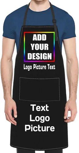 Vista 11 de Personalized Custom Apron For Women Men Kitchen Cooking Aprons Customized with Pockets Name Text Logo Picture