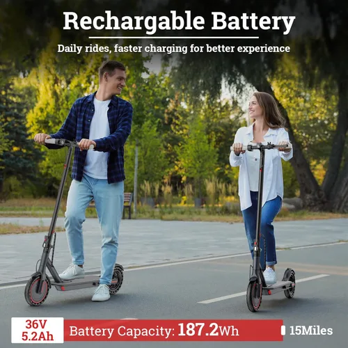 Vista 7 de Qlaway Electric Scooter for Adults, 350W/500W Motor, Up to 22 Miles Long Range, 8.5" /10" Solid Tires, 265 lbs Load Capacity, Foldable Commuting