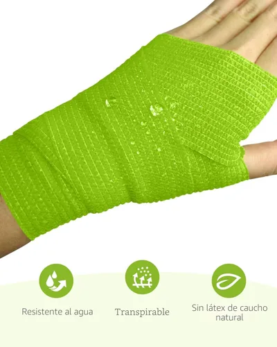 Vista 7 de FriCARE Nonwoven cinta autoadhesiva de vendaje, envoltura autoadhesiva cohesiva de primeros auxilios (con FDA), Sports Vet, 2" X 5 yardas, Paquete