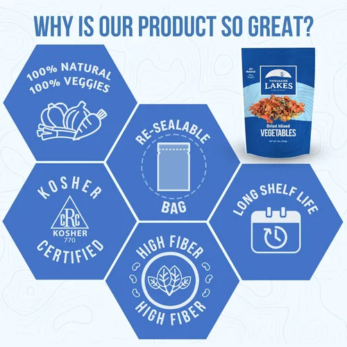 Vista 3 de Thousand Lakes Mezcla de sopa selecta de verduras secas – paquete de 2 8 onzas (1 libra en total) 100% verduras Sin sal añadida