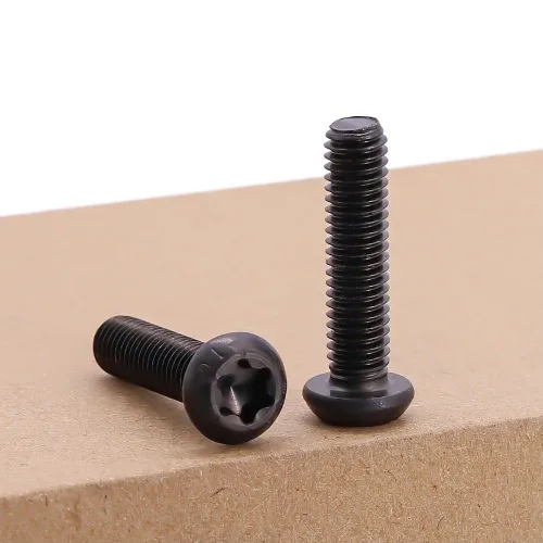 Vista 2 de Tornillos de máquina de cabeza Torx de botón M4-0.028 x 0.236 in (100 unidades), acabado de óxido negro, acero de aleación de grado 10.9, rosca