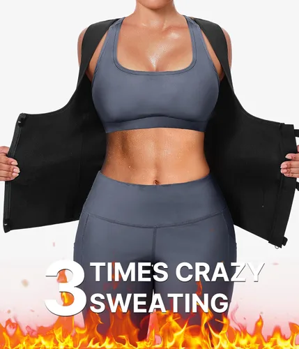 Vista 5 de GAODI Traje de sauna para mujer, moldeador de cuerpo, Traje de sauna negro