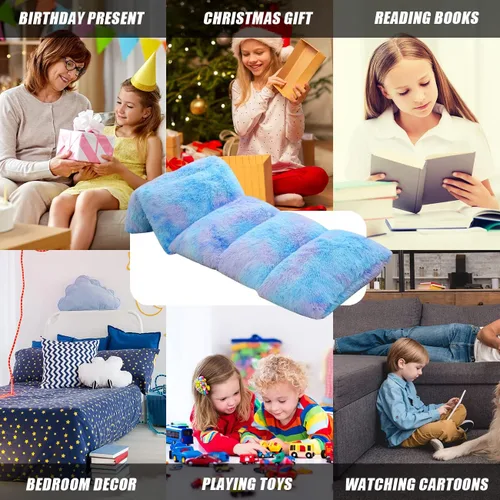 Vista 6 de Mengersi - Almohadas de Terciopelo para Suelo, Funda de Tumbona con Pelo Sintético Tie Dye, Colchón para Dormir para Niños, Adolescentes y Pequeños