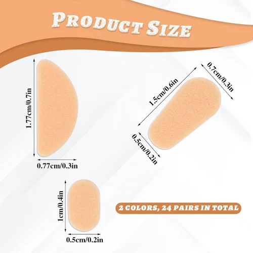 Vista 2 de Bewudy 24 pares de almohadillas para la nariz para lentes, silicona suave, con cámara de aire, almohadillas para la nariz, 0.059 in de grosor