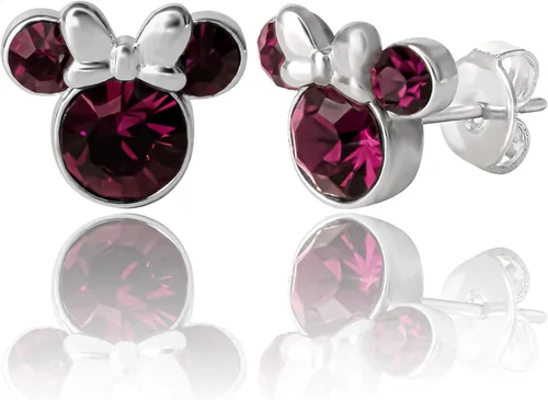 Disney Womens Minnie Mouse Birthstone Stud Earrings - Minnie Mouse Earrings - Birthstone Jewelry - Disney Jewelry