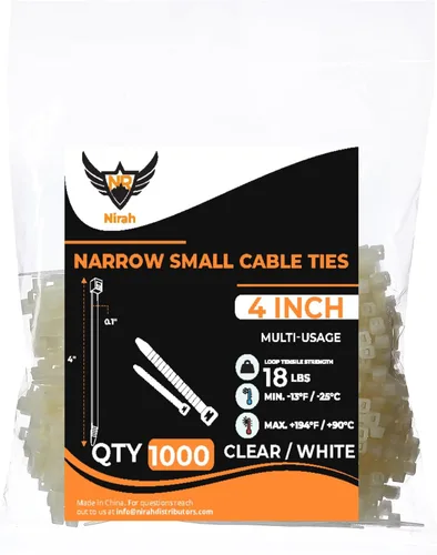 Vista 18 de Bridas pequeñas negras de 4 pulgadas, resistentes a los rayos UV, autobloqueantes de nailon pequeñas, mini bridas para electrónica, gestión