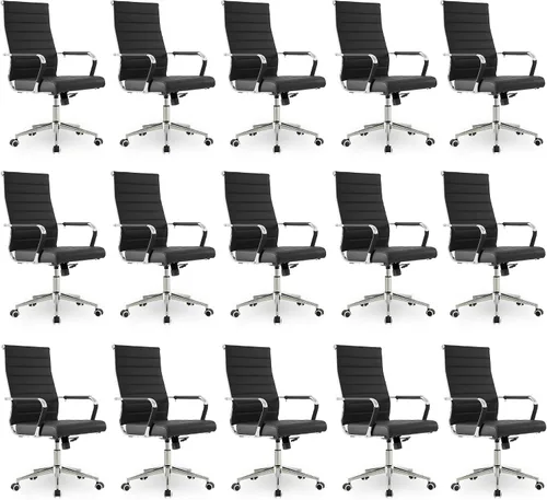 Vista 47 de Okeysen - Silla de escritorio de oficina, sillas ergonómicas de cuero modernas para sala de conferencias, silla giratoria ejecutiva acanalada