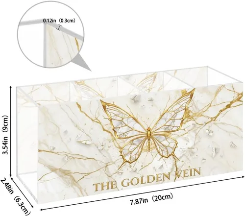 Vista 2 de Cool Butterfly Acrylic Lip Stick Holder Organizer With 4 Compartments Makeup Organizer Cheap Lip Liner Storage Bow Office Supplies Crayon Storage