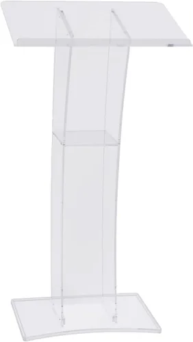 Vista 5 de Soporte de podio curvado acrílico desmontable móvil, podio de presentación Podio Soporte de recepción, púlpitos acrílicos transparentes