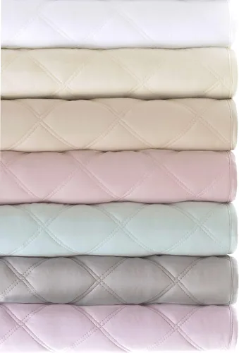 Vista 5 de Colcha acolchada de seda marfil sólido, tamaño King, patrón sólido marfil