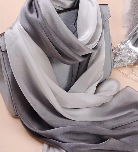 Vista 5 de K-Elewon Bufanda de seda para mujer, bufandas de colores degradados, bufandas de moda, bufandas largas y ligeras para mujer, H12