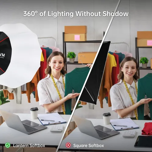 Vista 6 de GVM - Modificador de luz suave para linterna de 26 pulgadas/25.6 in, ajuste rápido, plegable, para GVM SD80D SD200B SD300B SD400B SD500B SD650B