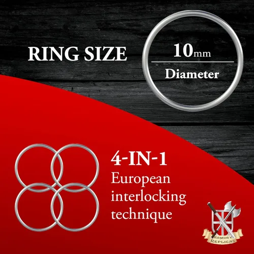 Vista 4 de Armory Replicas Armadura medieval Coif de Chainmail, 18.75 pulgadas