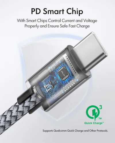 Vista 5 de Cable USB C a USB C de 20 pies, cable USB C extralargo de carga rápida, cable de carga tipo C de 60 W (solo carga) para iPhone 16/15 Pro Max Plus