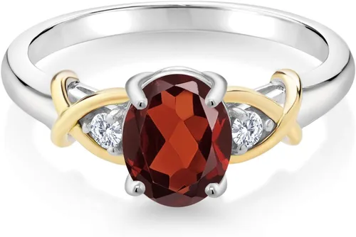 Vista 3 de Gem Stone King Anillo de compromiso de 3 piedras para mujer Oro amarillo de 10 quilates y plata 925 Anillo de compromiso, aniversario de boda