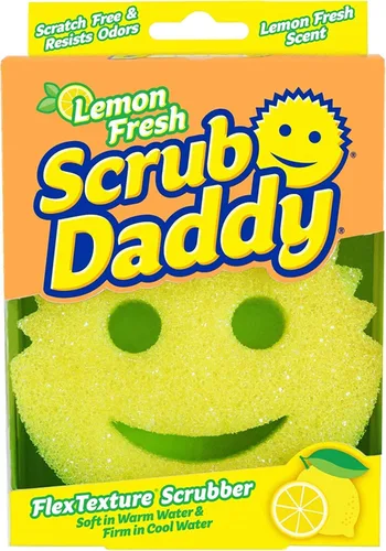 Scrub Daddy Esponja – Aroma Fresco de Limón – Esponja Multiusos para Platos Sin Rayones – Sin BPA y Fabricada con Espuma de Polímero – Esponja de