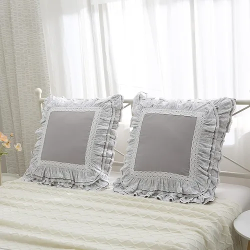 Vista 17 de Juego de 2 fundas de almohada con encaje blanco con flores 3D de aspecto retro noble y lujoso elegante, 100% algodón, tamaño estándar