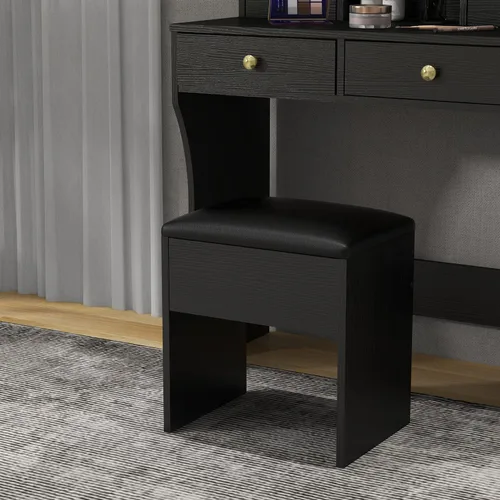 Vista 7 de Panana Juego de escritorio de tocador con espejo iluminado LED ajustable, tocador de maquillaje para niñas con taburete y 4 cajones