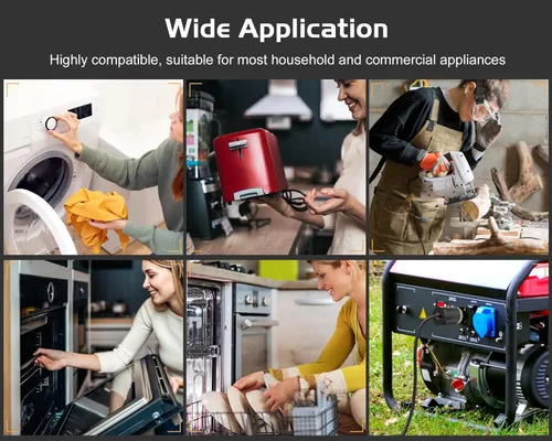 Vista 9 de Cable de extensión NEMA 5-15P con certificación UL para reparación de extremos de repuesto macho de 15 amperios, 110, 120, 125 voltios, 3 puntas, 2