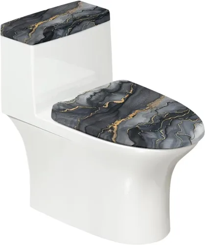 Vista 11 de Cubierta de asiento de inodoro con estampado de cebra, cubierta de tapa de tanque de inodoro ovalada negra, alargada, redonda, repuesto