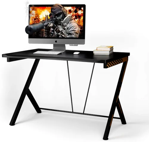 Vista 4 de Tangkula Escritorio de computadora para juegos de 46 pulgadas, escritorio para computadora de oficina en casa, mesa de estudio para espacios