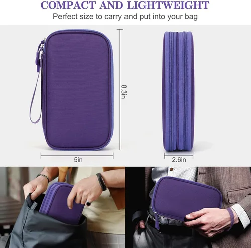 Vista 358 de FYY Organizador para accesorios electrónicos, para viajes, para cables, celular y cargadores, estuche portátil, impermeable, doble capa, bolsa
