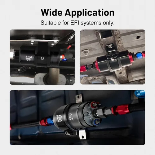 Vista 7 de Evil Energy Bomba de combustible externa en línea eléctrica 300LPH de alto flujo 12V con abrazadera de abrazadera de 60 mm negra