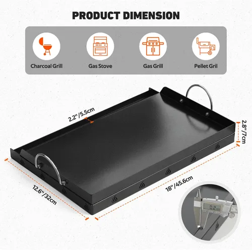 Vista 2 de Onlyfire Plancha universal para barbacoa con asas para la mayoría de las parrillas, parrilla antiadherente con revestimiento de cerámica
