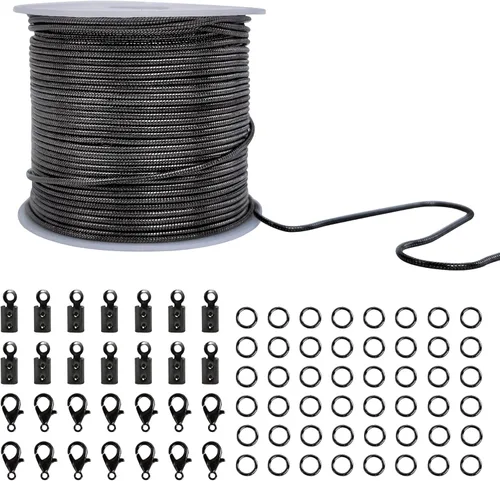 Vista 8 de CREATZONE Cadena de serpiente de bronce antiguo de 33 pies, cadena redonda de latón de serpiente de 0.047 pulgadas con cierres de langosta, anillos