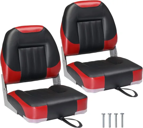 Vista 15 de PEXMOR Asientos de barco, respaldo bajo/alto, plegables, impermeables, asiento de capitán, 2 paquetes (respaldo alto, azul y blanco)