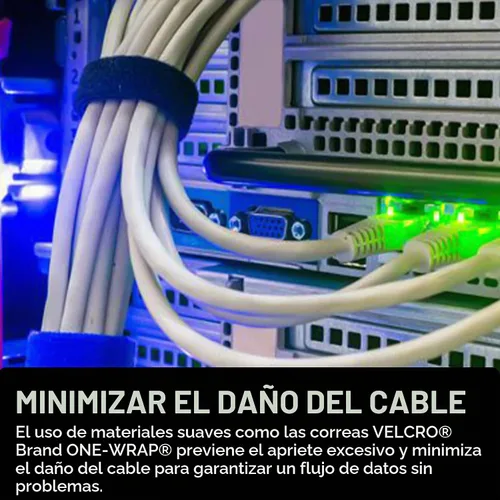 Vista 5 de VELCRO Brand - Cinta ONE-WRAP de doble cara 1801-OW-PB/B-75 para instalaciones de cables seguras y reutilizables Rollo de 1/2" X 25 yardas