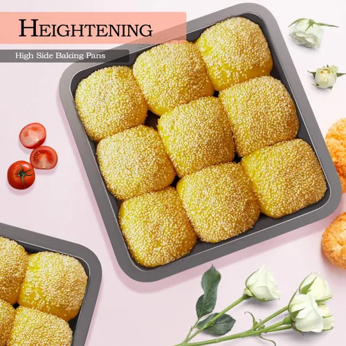 Vista 4 de CHEFMADE Molde cuadrado para tartas, 8 pulgadas, antiadherente, de acero al carbono, molde para hornear, bandeja para hornear, para pasteles, pan