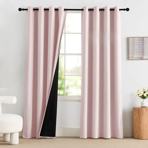 Vista 63 de NICETOWN Cortinas 100% Opacas Cortas de 36 Pulgadas de Largo para Dormitorio, Privacidad Aislamiento Térmico con Ojales Cortinas de Ventana