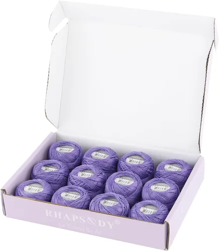 Vista 75 de Rhapsody Hilo de algodón perla tamaño 8 hilo de ganchillo Perle 12 bolas Set tejido a mano, bordado, sashiko, punto de cruz, costura, punto