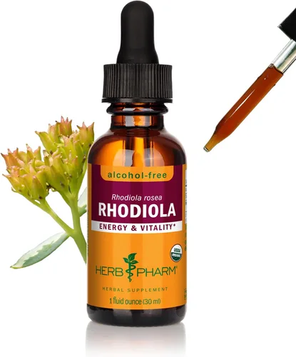Herb Pharm Extracto de Raíz de Rhodiola Orgánico Certificado para Energía, Resistencia y Estamina, Glicerita Sin Alcohol, 1 Onza