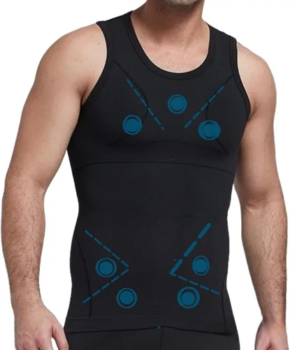 Henicepte Camisas de compresión para hombre de ginecomastia, chaleco moldeador de cuerpo, camiseta interior adelgazante con control de abdomen