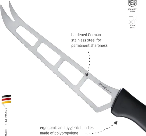 Vista 2 de triangle Cuchillo de queso - Hoja perforada de acero inoxidable - Mango ligero - Fabricado en Alemania
