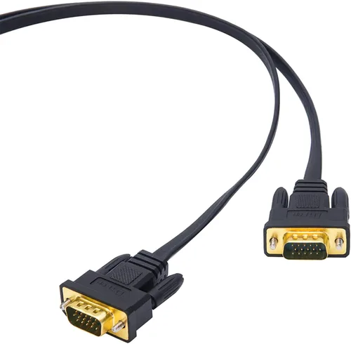 Vista 2 de DTech 10ft Ultra Delgado Monitor De Computadora VGA Cable 15 Pin Macho A Macho Conector SVGA Cable 10 Pies - Negro