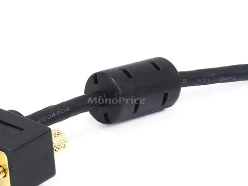 Vista 3 de Monoprice Cable de monitor ultra delgado SVGA 30/32AWG M/M de 1.5 pies con ferritas (conector chapado en oro)