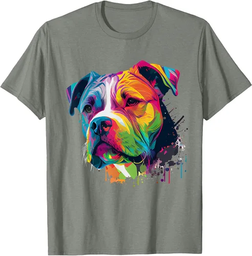 Vista 98 de Colorful American Bulldog American Bully Men Women T-Shirt Asphalt Grey