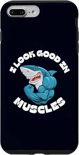 Vista 9 de iPhone 15 I Look Good in Muscles Shark Funny Gym Fitness Workout Lift Case