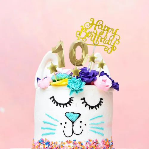 Vista 4 de Velas de cumpleaños doradas con número 20 y velas de estrella de cumpleaños de 7 cm Velas para pastel de cumpleaños en forma de diamante 3D son